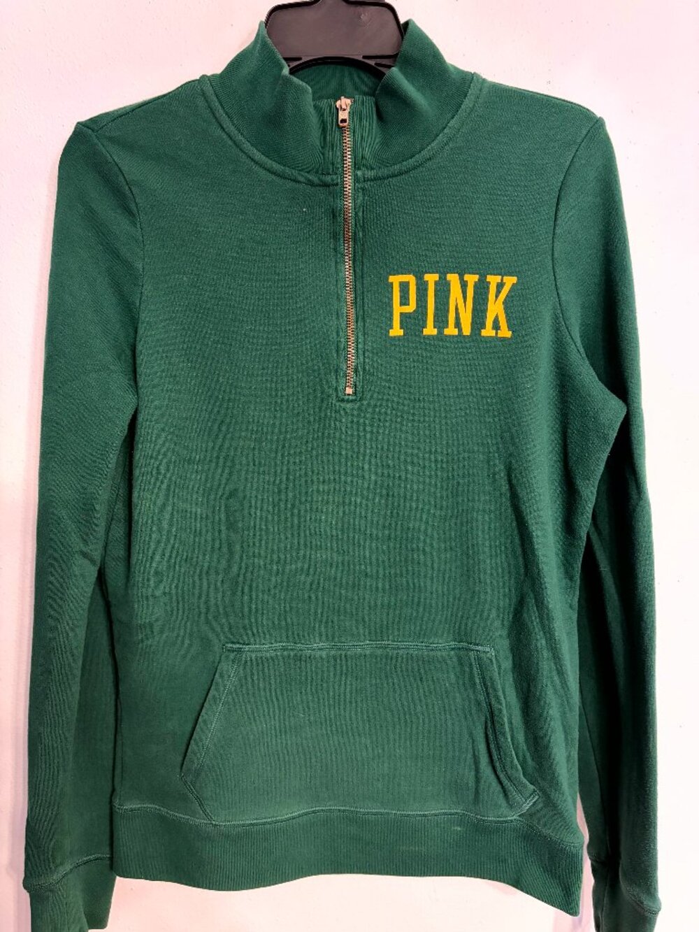 Pink Victoria's Secret Green Bay Packers Quarter Zip Sweatshirt Size Small